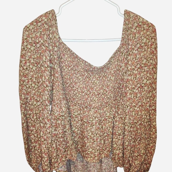 NWT American Eagle Outfitters XL Women's Orange Floral Blouse - Picture 3 of 5